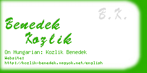 benedek kozlik business card